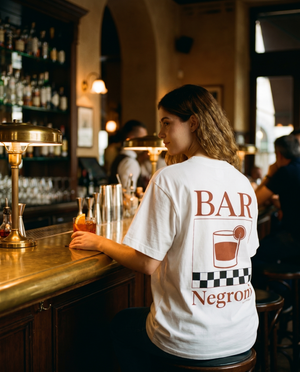 Bar Negroni tee at the bar